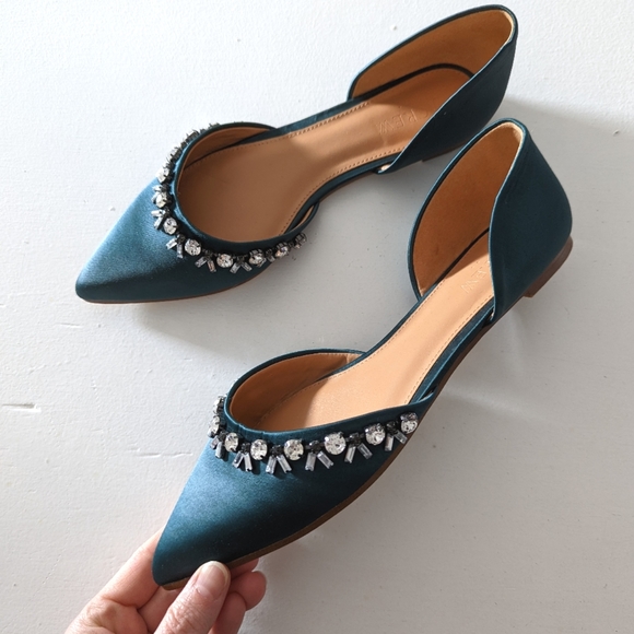 J. Crew Shoes - J. Crew Factory Embellished Satin Flats 7.5